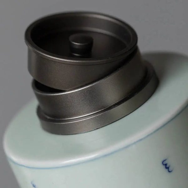 Élégante boîte à thé céramique, motif bleu et blanc