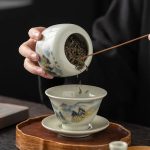 Boite à thé décorative en céramique artisanale