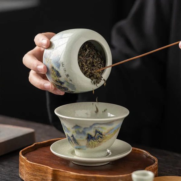 Boite à thé décorative en céramique artisanale