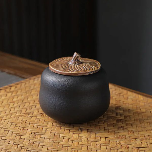 Récipient à thé en céramique, style fruit kaki