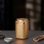 Élégante boîte à thé en métal, style traditionnel