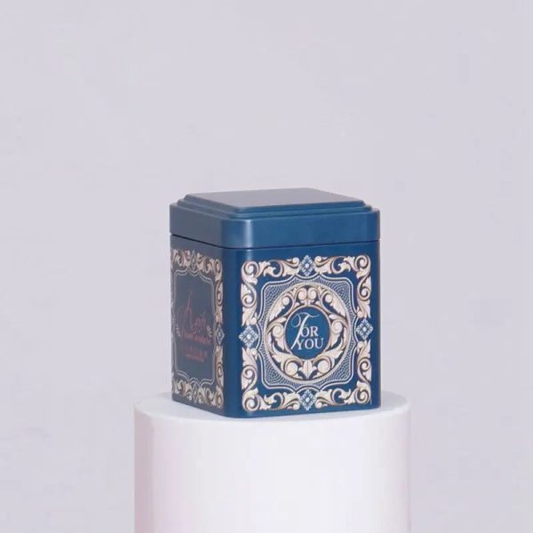 Boîte à thé métal bleue For You