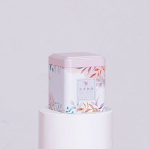 Boite à Thé Métal Rose avec motifs floraux