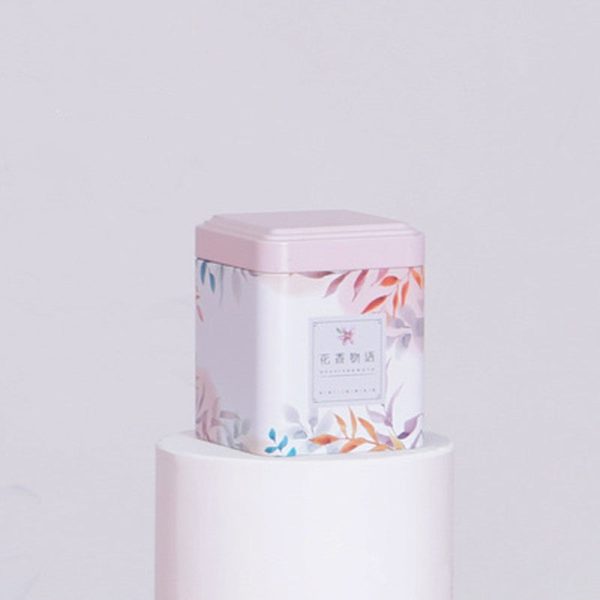Boite à Thé Métal Rose avec motifs floraux