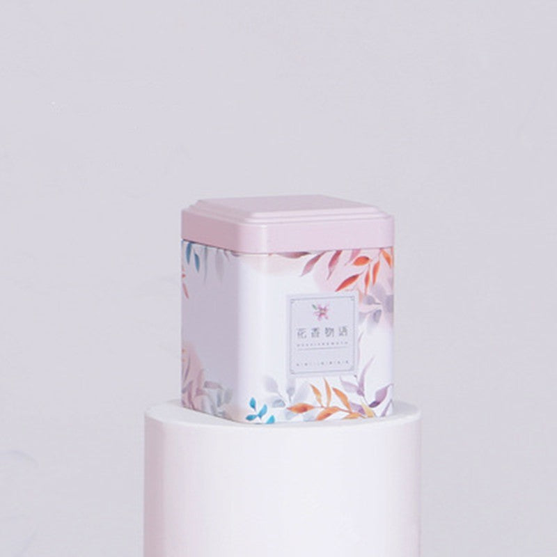Boite à Thé Métal Rose avec motifs floraux
