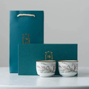 Coffret tasses à thé 95ml, design élégant en céramique