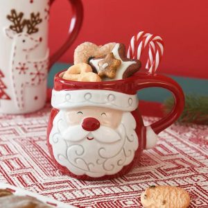 Mug de Noël en céramique avec design joyeux et relief