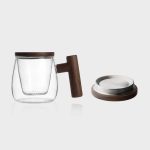 Tasse à thé en bois et verre 300ml, design élégant