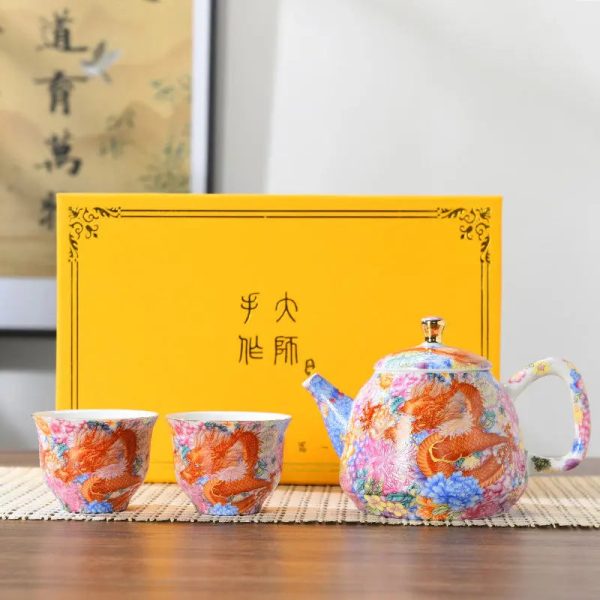 Service à thé Chinois en porcelaine avec motifs dragons