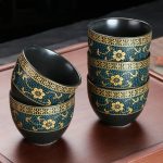 Ensemble de thé chinois élégant en noir et doré