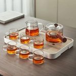 Ensemble de thé en verre, plateau inclus, design raffiné