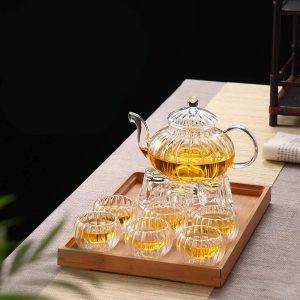 Service à thé en verre design citrouille