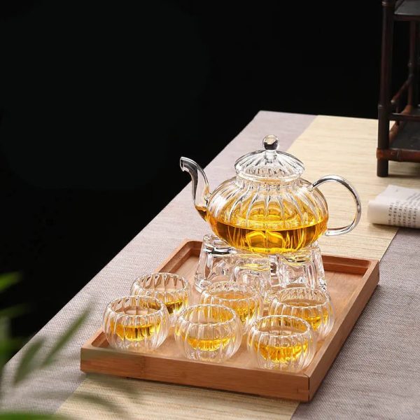 Service à thé en verre design citrouille