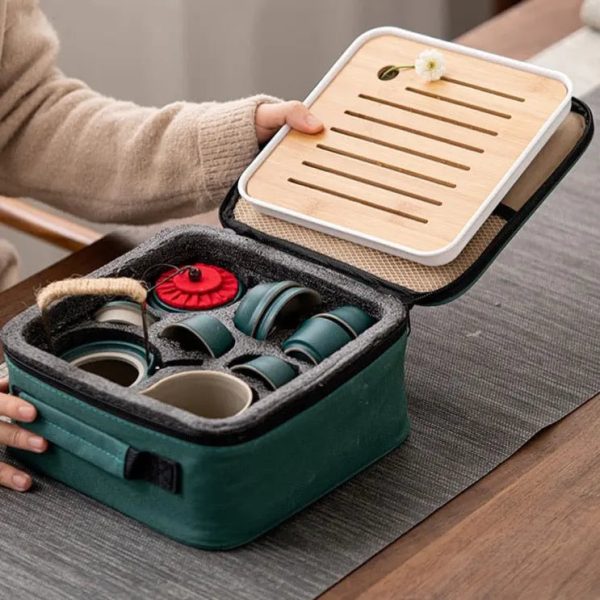 Service à thé compact en céramique pour déplacements