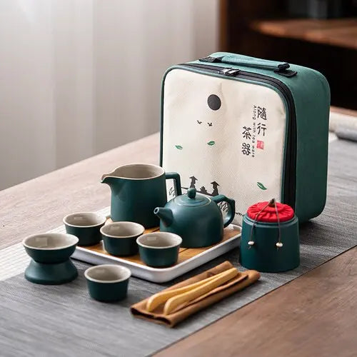 Service à thé japonais en céramique transportable