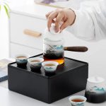 Service à thé japonais en céramique motifs montagnes