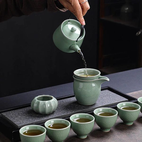 Tasses japonaises en céramique vert jade