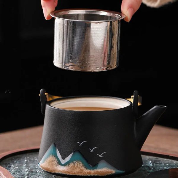 Tasses à thé japonaises en céramique avec design montagne