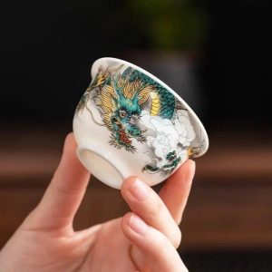 Tasse à Thé Chinoise en Porcelaine, motif Dragon