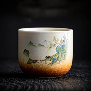 Tasse à thé en céramique avec peinture paysage, 130ml