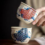 Tasse à Thé Porcelaine Motif Carpe 120ml