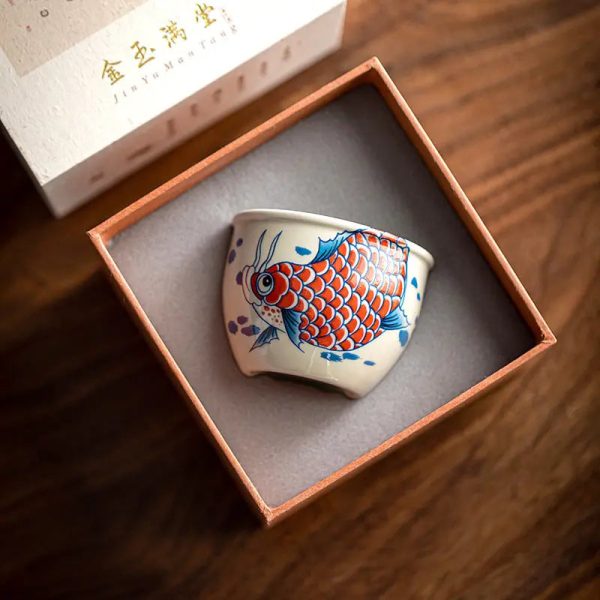 Tasse à thé délicate motif carpe, 120ml