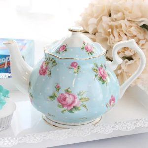 Théière Anglaise Bleue en Porcelaine 1L à Points