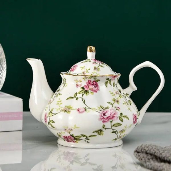 Théière Anglaise en Porcelaine avec motifs floraux 400ML