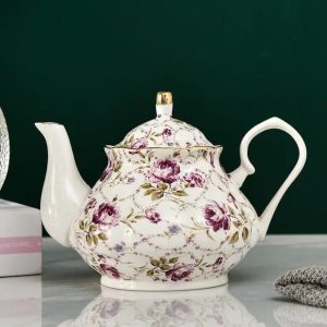 Théière en porcelaine violette 400ML élégante et raffinée