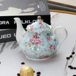 Théière en porcelaine bleue à fleurs 400ML