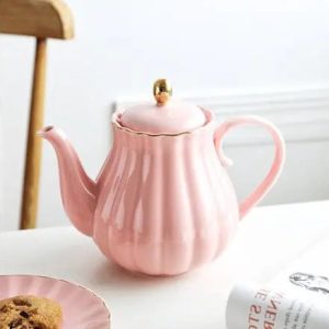 Théière Anglaise en Porcelaine - Forme de Citrouille 1L