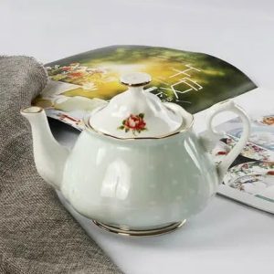 Théière Verte à Points en Porcelaine 1L