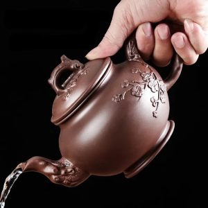 Théière en Argile avec design floral, capacité de 500ML