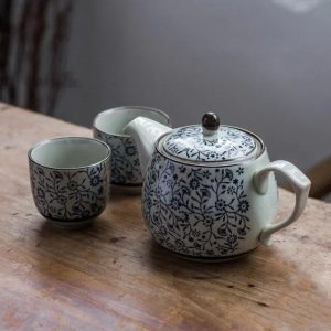 Service à thé Chinois en porcelaine avec petites fleurs