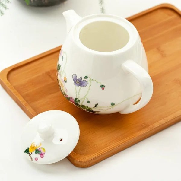 Théière chinoise en porcelaine décorée de fleurs 450ML et 900ML