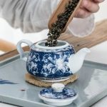 Porcelaine blanche et bleue, théière 200ML