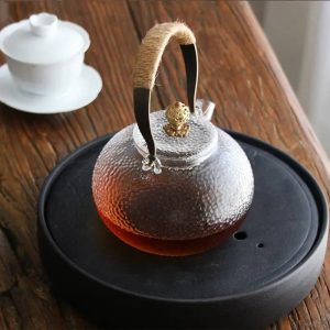 Théière en verre avec design chinois traditionnel