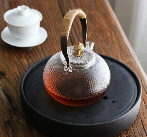 Théière en verre avec design chinois traditionnel