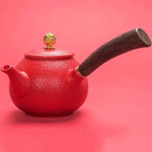 Théière en céramique Kyusu rouge pour infusion