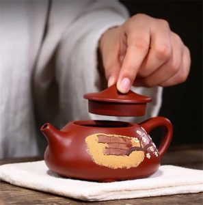 Théière chinoise en argile, design cerisier