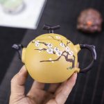 Théière artisanale Yixing, couleur jaune cerisier