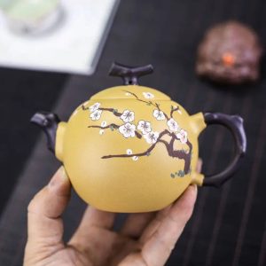 Théière artisanale Yixing, couleur jaune cerisier