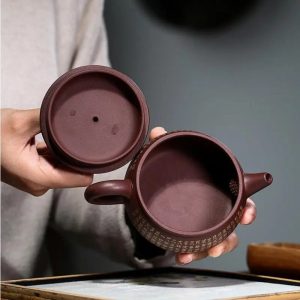 Théière en argile chinoise marron, 260ML, motifs élégants