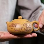 Théière Yixing en argile avec motif paysage, capacité 190ML