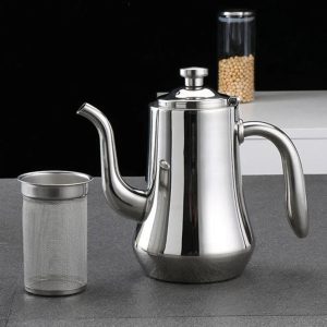 Théière design scandinave en acier inoxydable