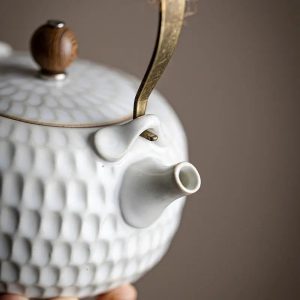 Théière 400ml, céramique blanche, pour infusion