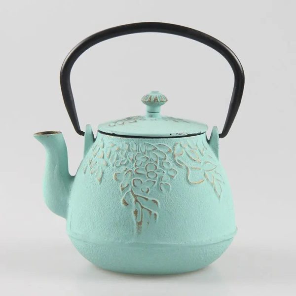 Théière Japonaise élégante en fonte décorée de fleurs