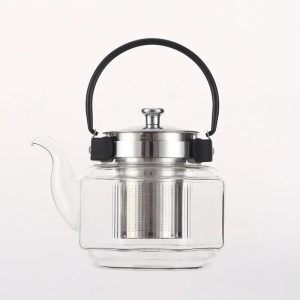 Théière en verre classique 800ml avec anse noire