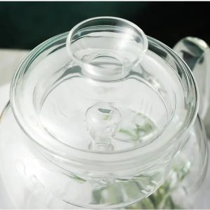 Théière en verre élégante, capacité 1.4L, design pratique