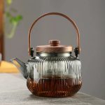 Théière en verre design bois 800ml